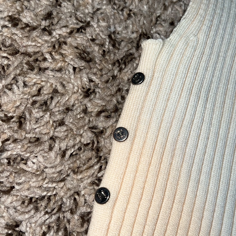 Celine Cream Ribbed Sleeveless Turtleneck Knit Top - Picture 3 of 6
